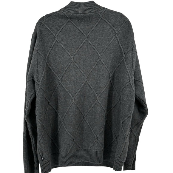 Chaps Men's Quarter Zip Pullover Sweater Argyle Knit  XL Gray Preppy Academia - Picture 6 of 10